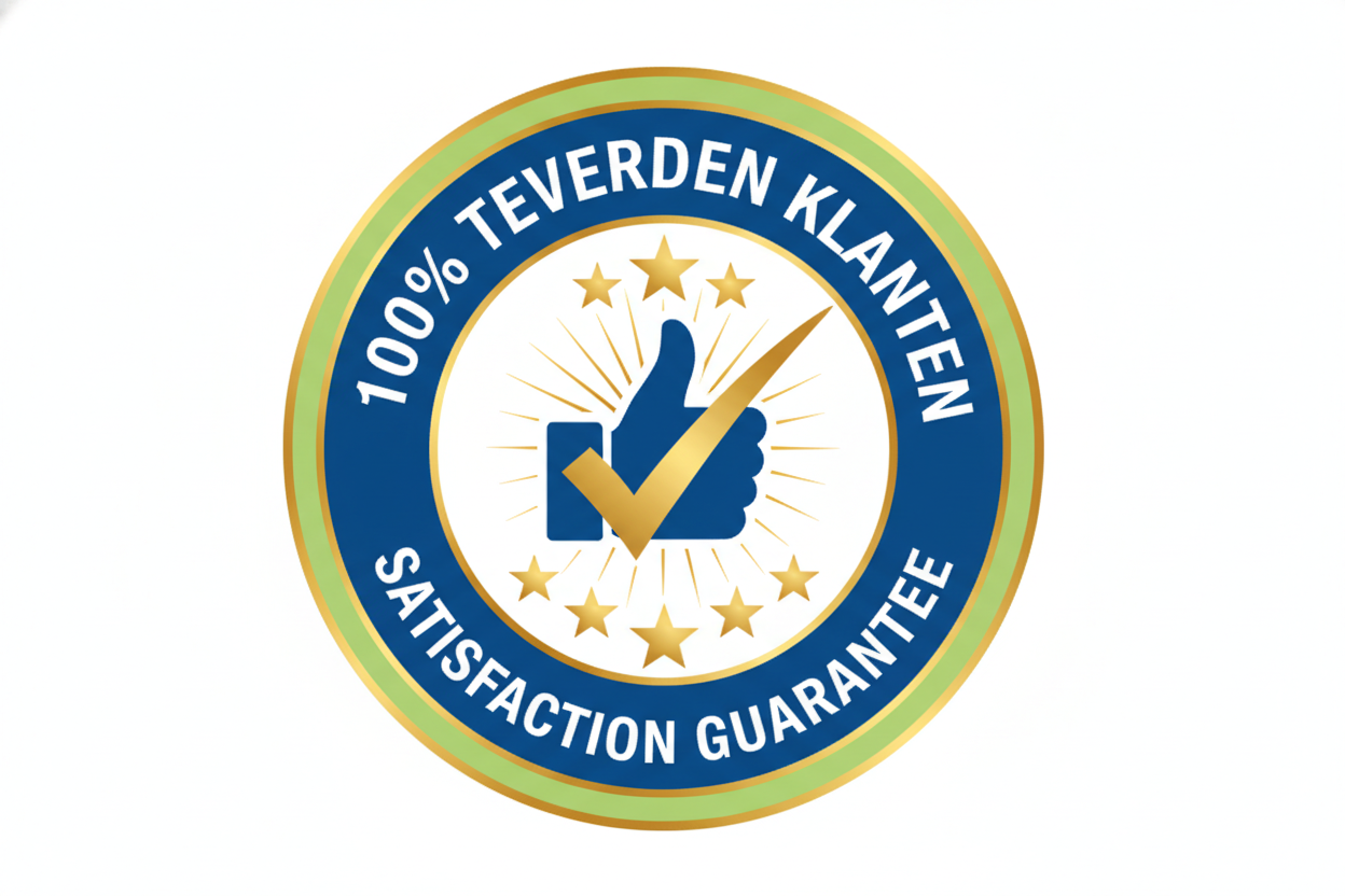 logo met 100% teverenden klanten