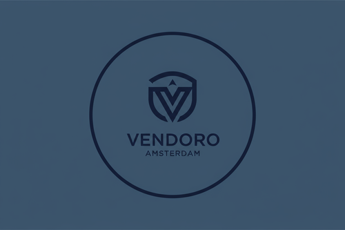 maak voor mij logo met donker blauw kleur met tekst vendoro amsterdam