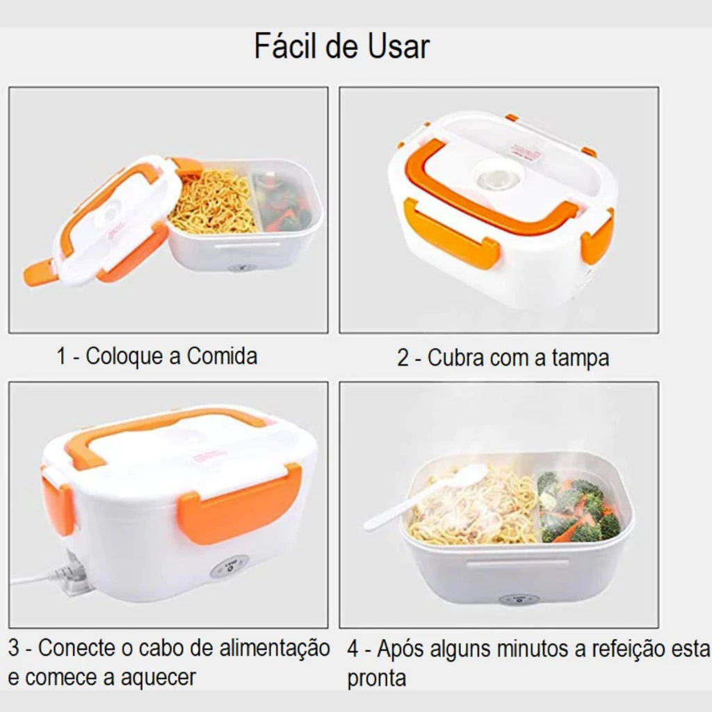 Marmita Elétrica Bivolt Para Casa Automovel Taxi Uber 12v 24v 110v 220v C/ 2 Cabos